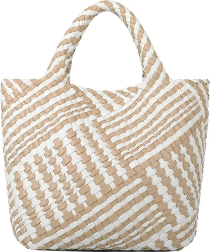Miniatura 24 de Bolso tejido para mujer, bolso tote de cuero vegano grande para verano, playa, viaje, bolso de mano y cartera retro hecho a mano, bolso de hombro