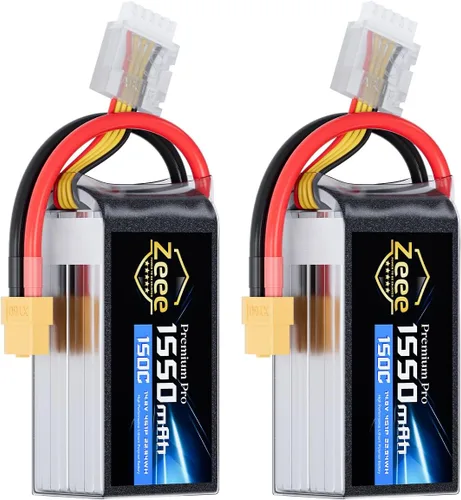 Zeee Premium Pro 1550mAh 4S Lipo Batería 14.8V 150C Ultra Low IR Soft Pack Batería RC con enchufe XT60 para FPV Drone Quadcopter Racing Helicóptero
