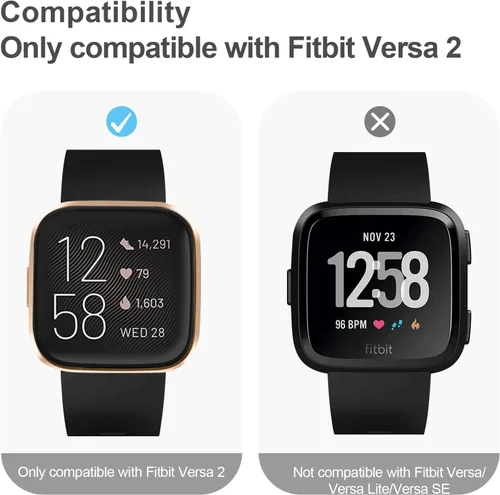 Miniatura 2 de Tobfit Funda rígida de policarbonato integrado de vidrio templado para Fitbit Versa 2, duradera y ultrafina, resistente a los arañazos, funda