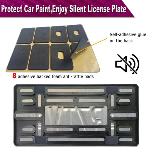 Miniatura 7 de ZXFOOG Kit de montaje de placa de matrícula delantera - Soporte de parachoques para placa de matrícula y marco de etiqueta de aluminio negro mate