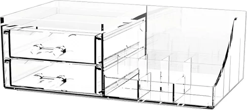 Miniatura 8 de Organizador de maquillaje pequeño de acrílico con cajones, organizador de cuidado de la piel transparente para tocador, cómoda, encimera de baño