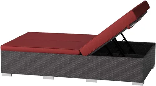 Miniatura 7 de Modway Sojourn - Tumbona doble de mimbre para patio al aire libre, color beige chocolate