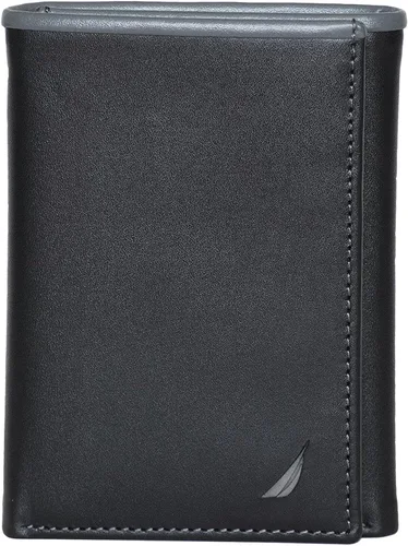 Nautica Men's Trifold Wallet | RFID Blocking Protection | ID Window | Card Slots | Genuine Leather | Durable