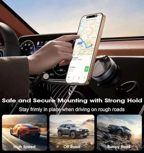 Miniatura 4 de Soporte magnético para teléfono de automóvil de absorción al vacío, adecuado para teléfonos iPhone y Android, soporte de ventosa ajustable de 360°