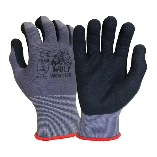 WOLF - Guantes de agarre de palma ultrafinos con revestimiento de espuma de nitrilo de calibre 13, multiusos (24, grande)