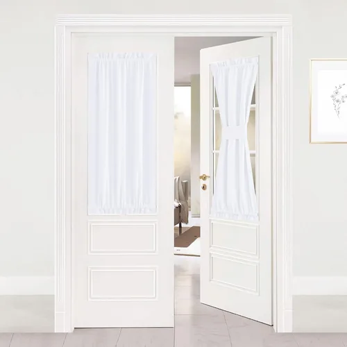Miniatura 37 de NICETOWN Cortinas opacas unicolor con aislamiento térmico para puerta francesa, granja, oscurecimiento de habitación, puertas y ventanas de Marrón