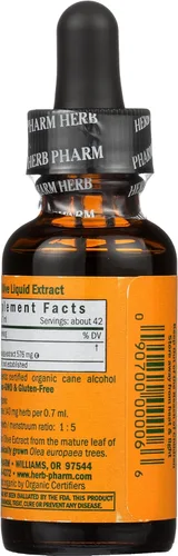 Miniatura 4 de Herb Pharm Gotas de extracto líquido de hoja de olivo orgánico certificado para apoyo al sistema inmunológico, 1 onza