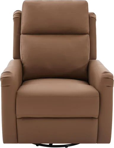 Miniatura 5 de Merax Silla reclinable manual moderna con masaje y calor, mecedora giratoria de 270°, tapizada de piel sintética, reclinable de cine en casa