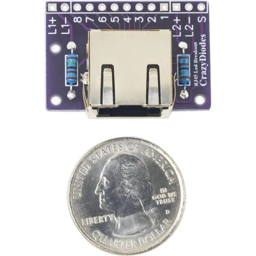 Miniatura 6 de 4pcs RJ45 Ethernet conector Breakout Board 13 Pin con 2 luz LED, 4 cabezales de pin macho