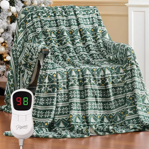 Miniatura 13 de Homemate - Manta eléctrica térmica de franela suave - 50"x60" con 10 niveles de calor rápido, 8 horas de apagado automático, protección contra