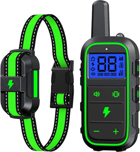 Collar eléctrico de entrenamiento para perros con 4 modos de entrenamiento y control remoto recargable, rango impermeable de 3300 pies para perros