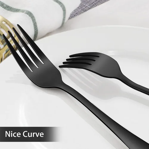 Miniatura 5 de LIANYU Juego de cubiertos negros de 40 piezas para 8, cubiertos de acero inoxidable, utensilios de cocina que incluyen tenedores, cuchillos