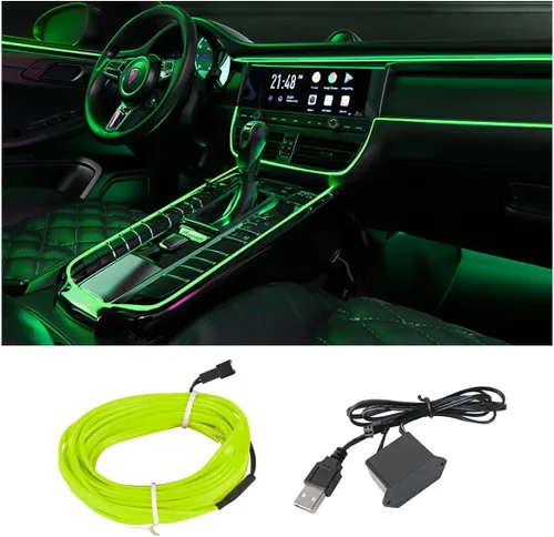 Miniatura 14 de Tira de luces LED de cable EL, tira de luz de neón automática USB de 10 pies/3M con borde de costura, kits de iluminación ambiental
