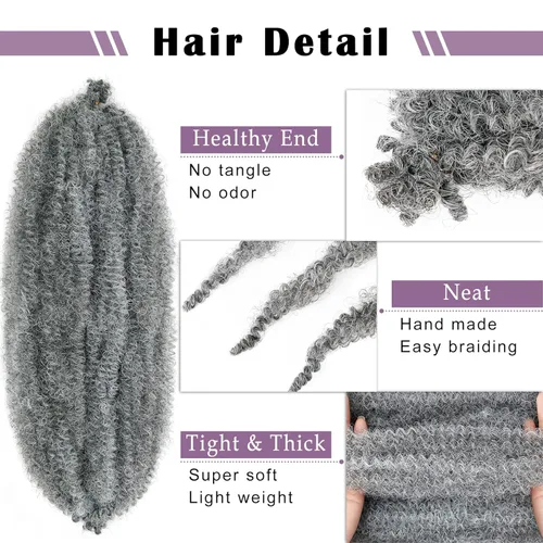 Miniatura 2 de Cabello Rizado Afro Elástico 8 Paquetes Cabello Trenzado Marley Twist Cabello Spring Twist Pre-Separado para Locs Falsos Cabello de Ganchillo Kinky