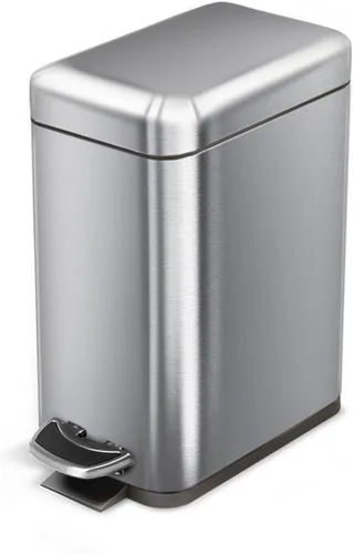 Miniatura 12 de Home Zone Living 1.3 galones pequeño cubo de basura para baño con tapa y pedal de paso, cesto de basura de acero inoxidable con diseño delgado