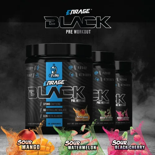 Miniatura 7 de eFlow Nutrition Enrage Black - Suplemento preentrenamiento estimulante alto - Polvo de preentrenamiento para aumentar la energía, las bombas