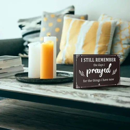 Miniatura 6 de Letrero inspirador con texto en inglés "I Still Remember The Days I Prayed", letreros inspiradores para mesa de estar, centros de mesa de madera