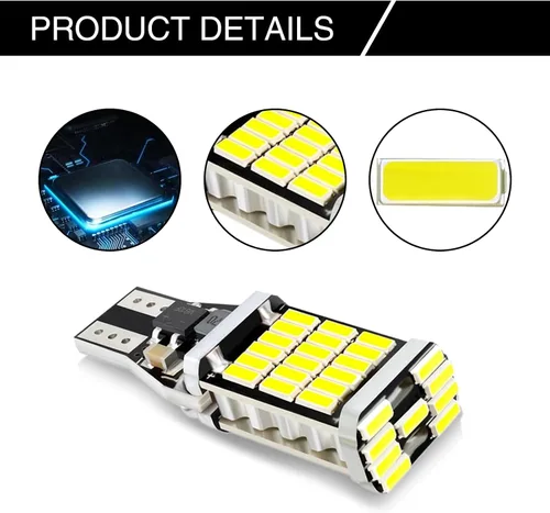 Miniatura 5 de Paquete de 4 luces LED de marcha atrás, T15 4014 45SMD, chipsets de luz de marcha atrás, Canbus sin errores, luces de respaldo de carga de frenos