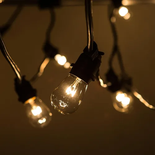 Miniatura 4 de Hometown Evolution, Inc. Cadena de luces comerciales E26 con cable de calibre 16 (S14 bombillas transparentes de 11 W, 100 pies 50 zócalos)