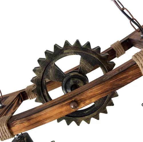 Miniatura 7 de Lámpara colgante de madera vintage industrial estilo vintage, lámpara de loft retro, lámpara de suspensión para cafetería, restaurante, isla