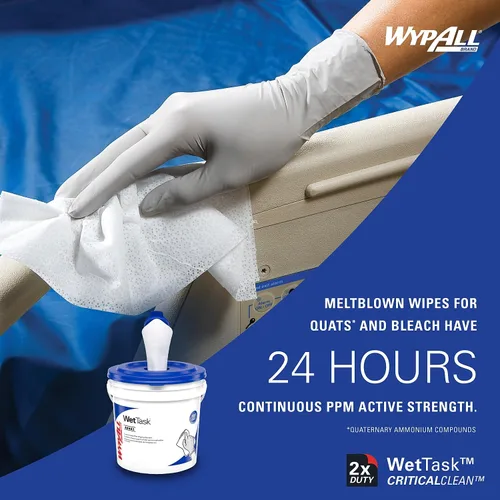 Miniatura 6 de WypAll Toallitas húmedas CriticalClean para blanqueador, desinfectantes y desinfectantes (06471), tirador central, blanco, solo recarga