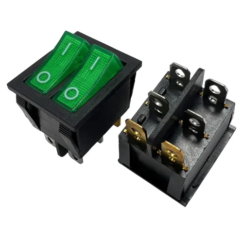 Miniatura 7 de Interruptor basculante DPST On-Off Unilluminated Negro 4 Pin 1.220x0.984 in Rectangular Snap-in Interruptor de alimentación de palanca