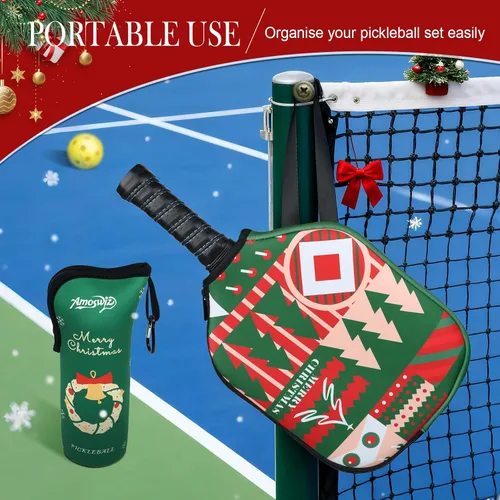 Miniatura 4 de Soporte para pelotas de pickleball – 1 bolsa de almacenamiento para pelotas, bolsa de tenis portátil con gancho para valla, soporte de botella