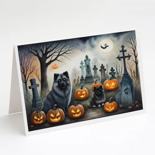Miniatura 52 de Caroline's Treasures DAC2018GCA7P - Tarjetas de felicitación y sobres de Halloween espeluznantes de Border Collie, paquete de 8 tarjetas en blanco