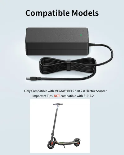 Miniatura 3 de VHBW Cargador eléctrico de scooter de 42 V 2 A, compatible con MEGAWHEELS S10, S10, solo adaptador de corriente de repuesto para batería de litio