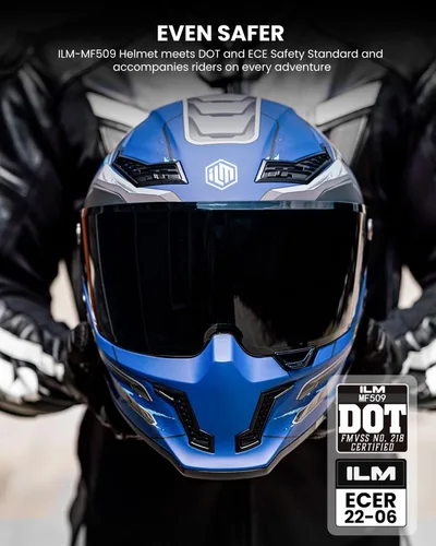 Miniatura 2 de ILM Cascos para Motocicleta para Adultos Hombres Mujeres Casco Integral DOT ECE con Visor Dual para Carreras en Calle con Pinlock Modelo MF509