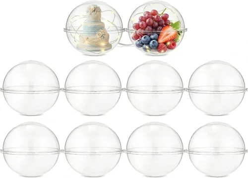 Miniatura 10 de CALLARON Contenedor de pastel con forma de bola transparente de 5.11 pulgadas, transparente, redondo, portátil, juego de 10 mousse ligero