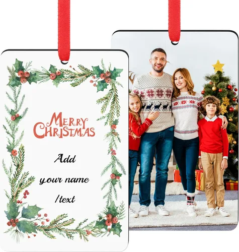 Miniatura 18 de Adornos de Navidad personalizados 2025, adorno de Navidad personalizado de doble cara, adorno de foto para árbol de Navidad para niños, mamá, papá