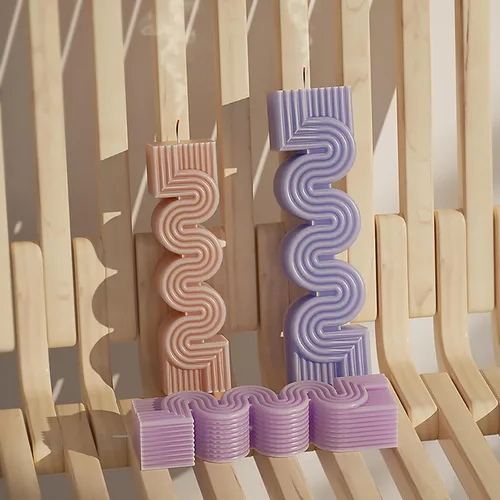 Miniatura 5 de Paquete de 2 moldes de vela con geometría S, líneas geométricas, pilar espiral, moldes de resina para hacer resina, moldes de silicona para velas