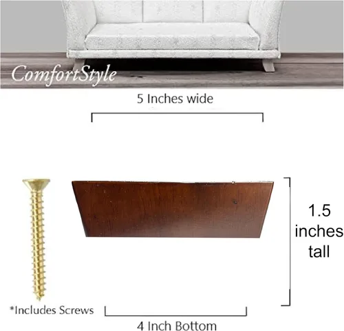 Miniatura 5 de Patas para muebles, juego de 4 patas de esquina de sofá de madera, triángulo de 1-1/2 pulgadas de alto por 5 pulgadas de ancho, reemplazo de patas
