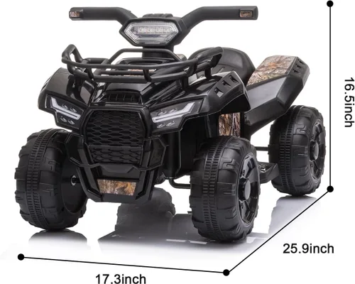 Miniatura 7 de ATV montable para niños, vehículo eléctrico para niños con batería de 6V, cuatrimoto de 4 ruedas con faros, MP3, USB, control de volumen, asiento