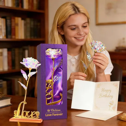 Miniatura 8 de Esta rosa con los colores del arcoíris y una base con la palabra Love es un regalo único para cumpleaños o Día de la Madre para madres, futuras