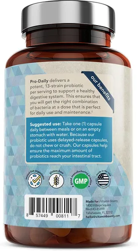Miniatura 5 de Cápsulas Vitamin Bounty, probióticos diarios, 13 cepas de probióticos de liberación tardía