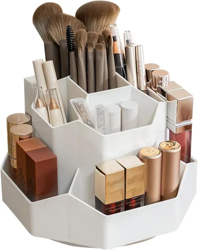 Miniatura 10 de Organizador Giratorio de 360° para Brochas de Maquillaje con 9 Ranuras, Organizadores de Maquillaje para Encimera, Organización de Maquillaje
