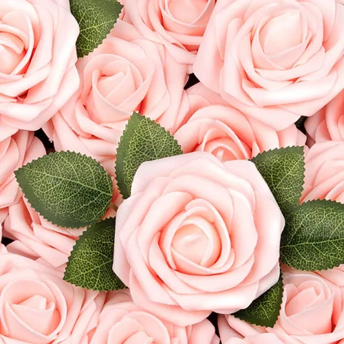 Miniatura 7 de Mocoosy 50 rosas artificiales, rosas artificiales de espuma con tallo para ramos de novia, centros de mesa, flores artificiales, manualidades, Rosa