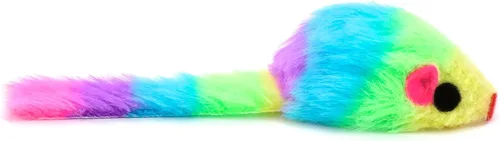 Miniatura 5 de CHIWAVA 36 ratones de juguete de gato peludo de color arcoíris de 1.8 pulgadas con sonajero gatito ratón juego interactivo