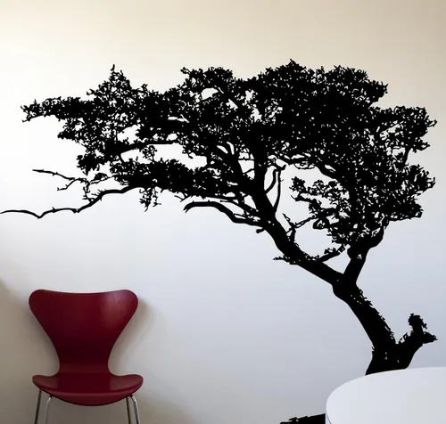 Miniatura 2 de Calcomanía de pared para sombra de árbol de 6 pies de alto (color negro) 72 pulgadas de alto x 85 pulgadas de ancho. (inclinado a la izquierda)