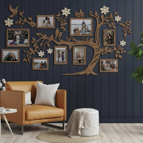 Miniatura 2 de JustLikeWood Decoración grande para el hogar, árbol genealógico de madera con marco, decoración estándar para salas de casa, calcomanías de pared