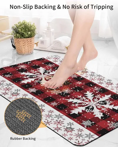 Miniatura 5 de Tapete de baño con diseño de copos de nieve para bañera, antideslizante, de secado rápido y absorbente, tierra de diatomeas, cocina, ducha