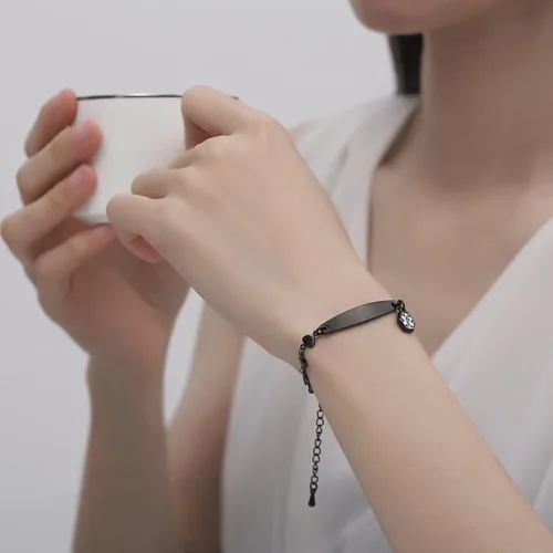 Miniatura 3 de mnmoom Pulseras de alerta médica de corazón de moda para mujeres alérgicas a la pulsera de penicilina 6.5-8 pulgadas ajustable