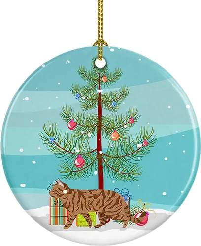Miniatura 123 de Caroline's Treasures Adorno de cerámica con texto en inglés "Merry Christmas" para colgar en el árbol de Navidad, decoración para el hogar, Navidad