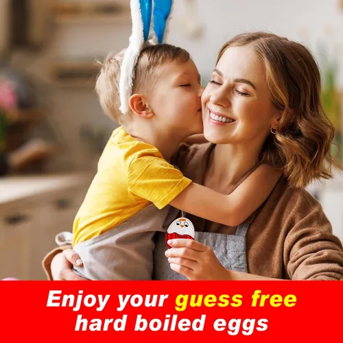 Miniatura 5 de Eggssentials Paquete de 2 temporizadores de huevos rojos que van en el agua – Temporizador de huevos duros para huevos duros y huevos duros suaves