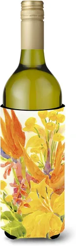 Caroline's Treasures 6015LITERK Flower – Bird of Paradise Botella de vino Hugger Botella Enfriador de Frigorífico Hugger Funda Abrazadora Lavable a
