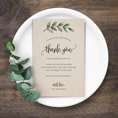 Miniatura 3 de 321Done Greenery - Tarjetas de agradecimiento para recién casados, agradecimientos para celebrar con nosotros, tarjetas de mesa de 4 x 6 pulgadas