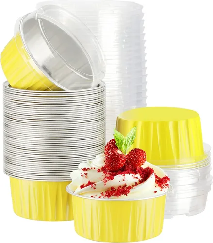 Miniatura 16 de EUSOAR Forros para cupcakes para hornear, 50 forros para magdalenas de 5 onzas, moldes de papel de aluminio desechables, recipientes de postre, 5
