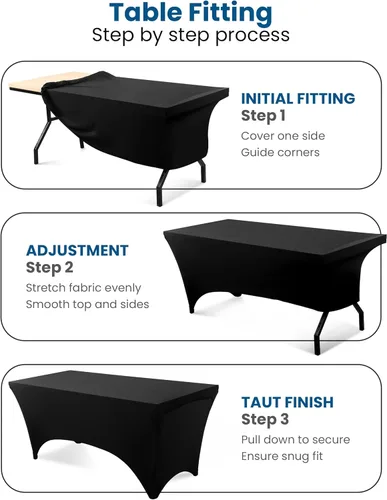 Miniatura 2 de Utopia Kitchen Mantel rectangular de spándex de 4 pies [1 unidad, negro] 200 GSM elástico, ajustado, lavable y resistente a las arrugas, cubierta